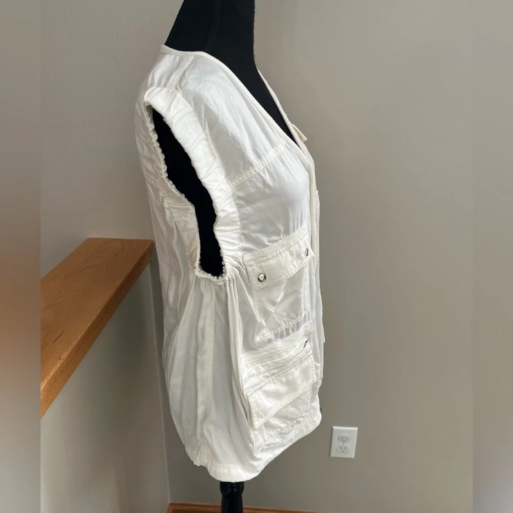 Womens Free People Movement cream utility functional oversized 2 way zip vest XS